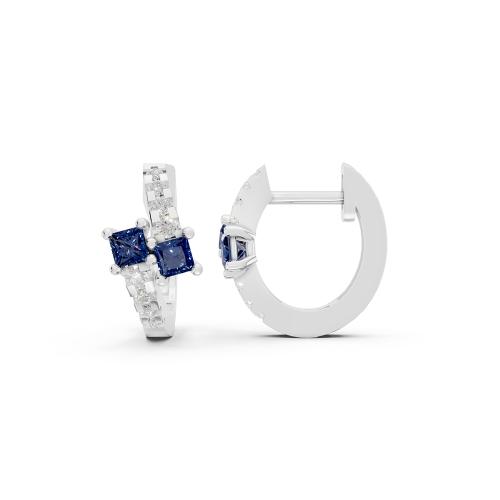 Aanika V. B. Sapphire Diamond Hoops Earrings-0.15 Ct. T.w.