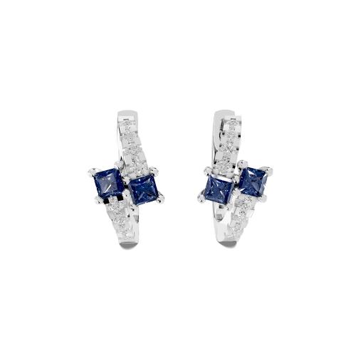 Aanika V. B. Sapphire Diamond Hoops Earrings-0.15 Ct. T.w.
