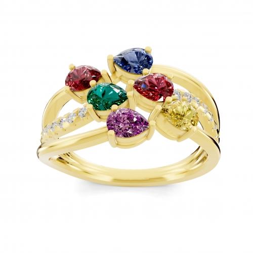 Aanika V. Multicolor Stone Ring - 1 Ct. T.w.