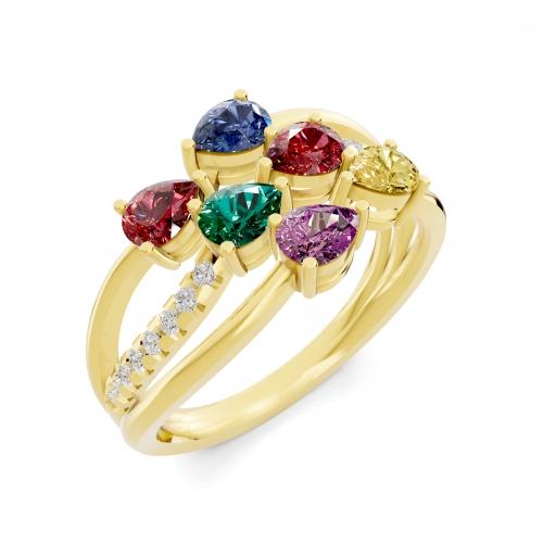 Aanika V. Multicolor Stone Ring - 1 Ct. T.w.
