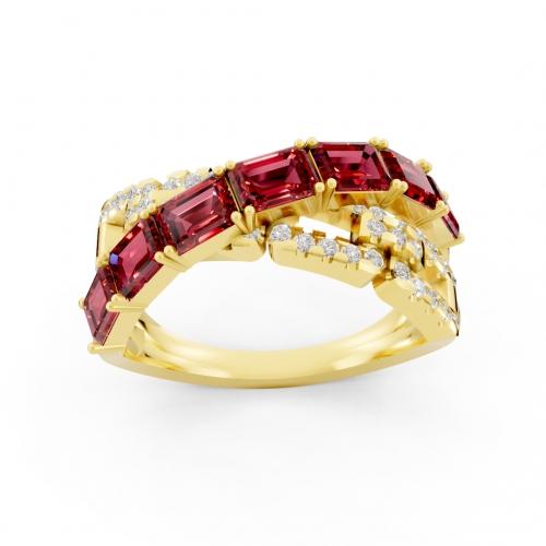 Aanika V. Rubies And Diamonds Split Shank Ring - 1.50 Ct. T.w.