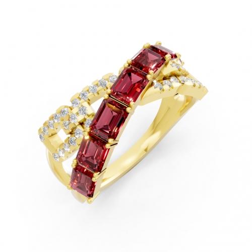 Aanika V. Rubies And Diamonds Split Shank Ring - 1.50 Ct. T.w.