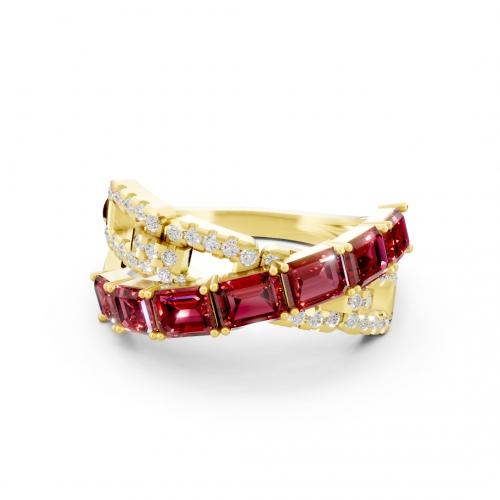 Aanika V. Rubies And Diamonds Split Shank Ring - 1.50 Ct. T.w.