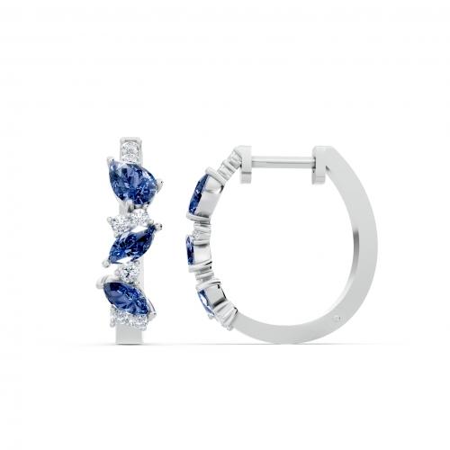 Aanika V. Sapphire And Diamond Hoops - 0.65 Ct. T.w.