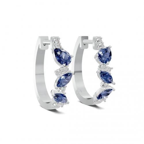 Aanika V. Sapphire And Diamond Hoops - 0.65 Ct. T.w.