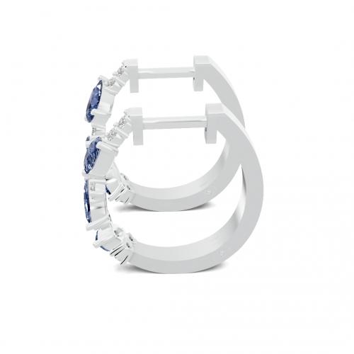 Aanika V. Sapphire And Diamond Hoops - 0.65 Ct. T.w.