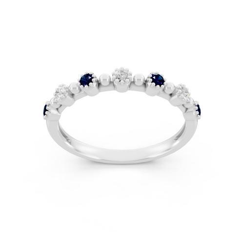 Aanika V. B. Sapphire Diamond Band-0.05 Ct. T.w.
