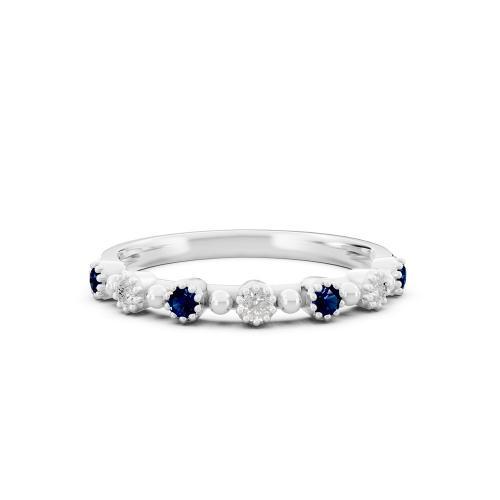 Aanika V. B. Sapphire Diamond Band-0.05 Ct. T.w.