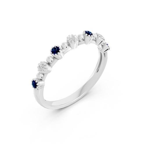 Aanika V. B. Sapphire Diamond Band-0.05 Ct. T.w.