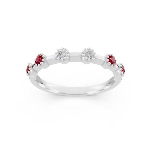 Aanika V. Ruby Diamond Band-0.05 Ct. T.w.