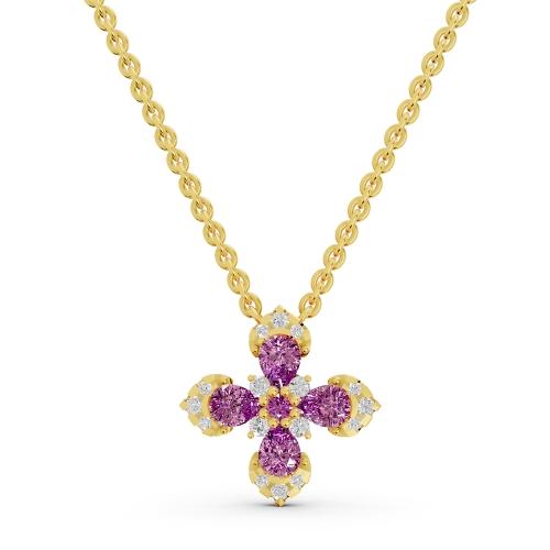 Aanika V. P. Sapphire Diamond Flower Pendant-0.15 Ct. T.w.