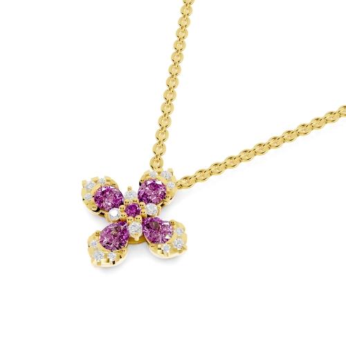 Aanika V. P. Sapphire Diamond Flower Pendant-0.15 Ct. T.w.