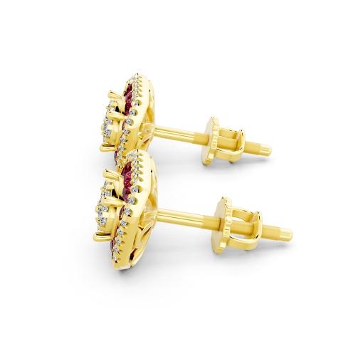 Aanika V. Ruby Diamond Halo Studs Earrings-0.60 Ct. T.w.