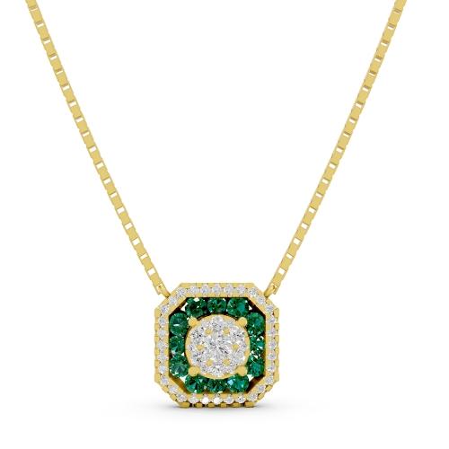 Aanika V. Emerald Diamond Halo Necklace0.30 Ct. T.w.