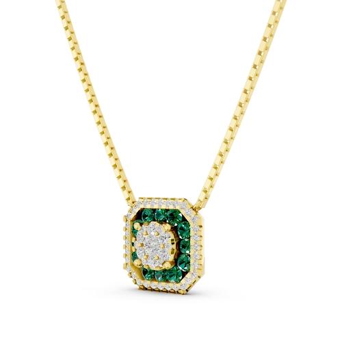 Aanika V. Emerald Diamond Halo Necklace0.30 Ct. T.w.