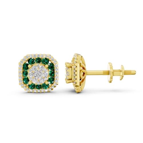 Aanika V. Emerald Diamond Halo Studs Earrings-0.60 Ct. T.w.