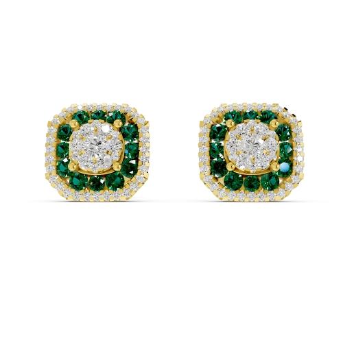 Aanika V. Emerald Diamond Halo Studs Earrings-0.60 Ct. T.w.