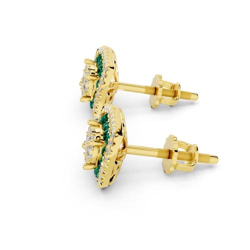 Aanika V. Emerald Diamond Halo Studs Earrings-0.60 Ct. T.w.