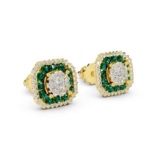Aanika V. Emerald Diamond Halo Studs Earrings-0.60 Ct. T.w.