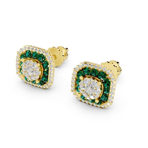 Aanika V. Emerald Diamond Halo Studs Earrings-0.60 Ct. T.w.