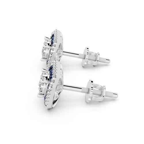 Aanika V. B. Sapphire Diamond Halo Studs Earrings0.60 Ct. T.w.