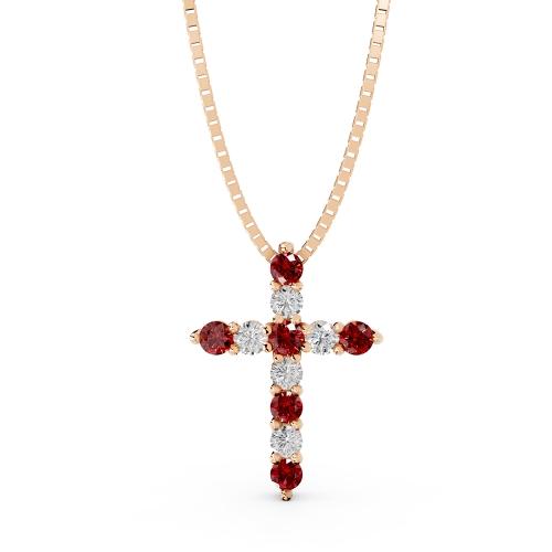 Aanika V. Ruby Diamond Cross Pendant-0.25 Ct. T.w.