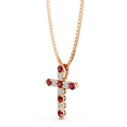 Aanika V. Ruby Diamond Cross Pendant-0.25 Ct. T.w.