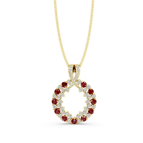 Aanika V. Ruby Diamond Circle Pendant-0.65 Ct. T.w.