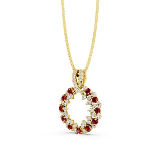 Aanika V. Ruby Diamond Circle Pendant-0.65 Ct. T.w.