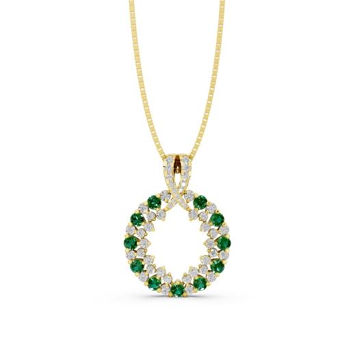 Aanika V. Emerald Diamond Circle Pendant-0.65 Ct. T.w.