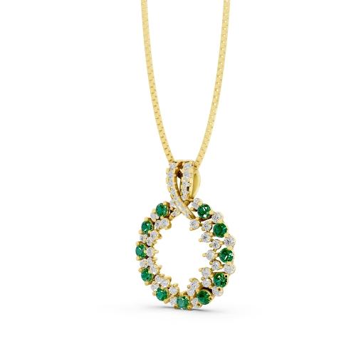 Aanika V. Emerald Diamond Circle Pendant-0.65 Ct. T.w.