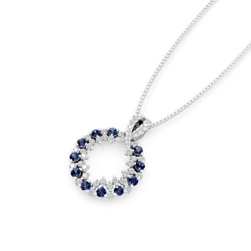 Aanika V. B. Sapphire Diamond Circle Pendant--0.65 Ct. T.w.