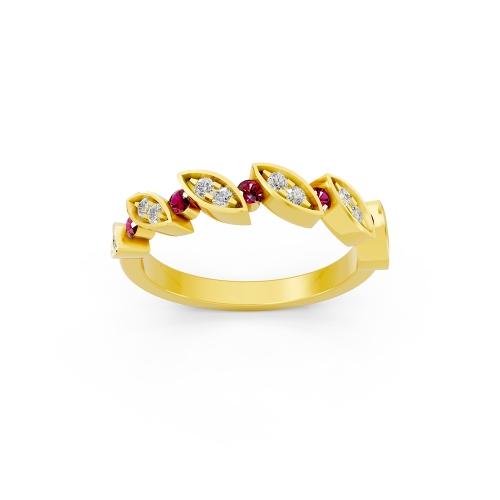 Aanika V. Ruby Diamond Marquise Band-0.15 Ct. T.w.