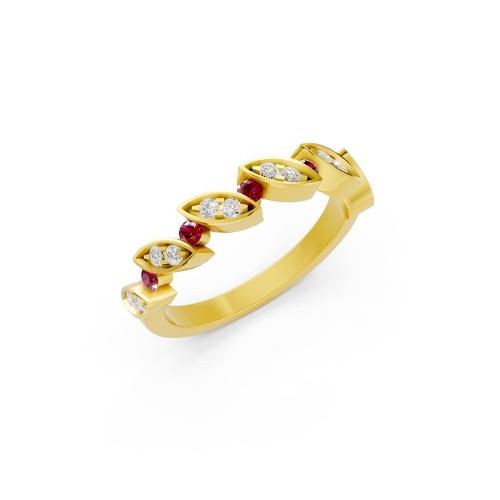 Aanika V. Ruby Diamond Marquise Band-0.15 Ct. T.w.