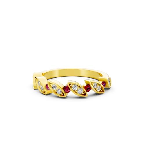 Aanika V. Ruby Diamond Marquise Band-0.15 Ct. T.w.