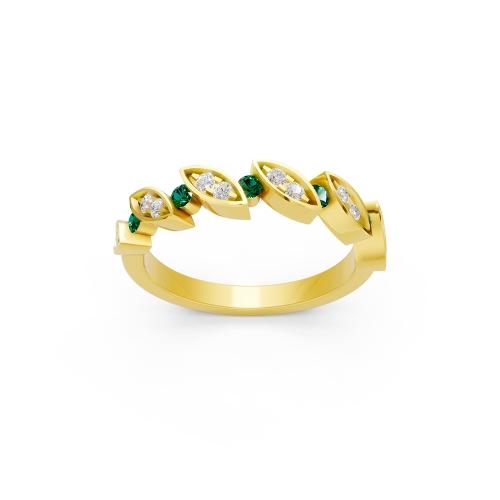 Aanika V. Emerald Diamond Marquise Band-0.15 Ct. T.w.