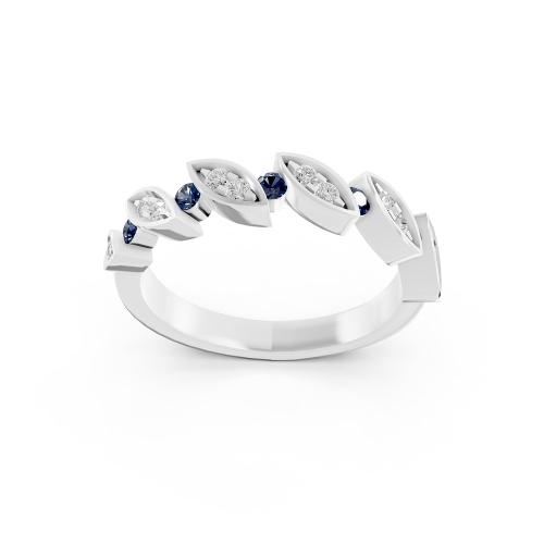 Aanika V. B. Sapphire Diamond Marquise Band-0.15 Ct. T.w.