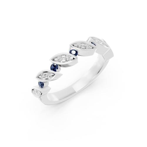 Aanika V. B. Sapphire Diamond Marquise Band-0.15 Ct. T.w.