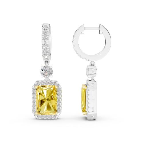 Ovani® Yellow Labgrown Diamond Radiant Dangling Earrings - 7.10 Ct. T.w.