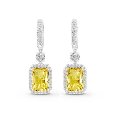 Ovani® Yellow Labgrown Diamond Radiant Dangling Earrings - 7.10 Ct. T.w.