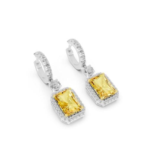 Ovani® Yellow Labgrown Diamond Radiant Dangling Earrings - 7.10 Ct. T.w.