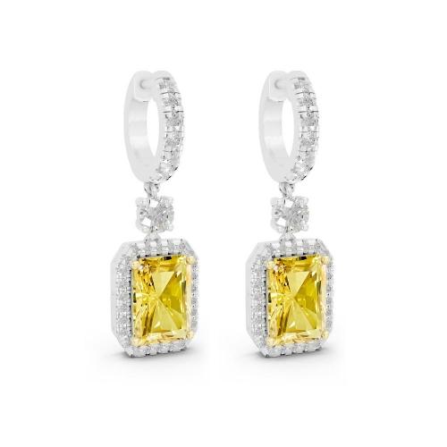 Ovani® Yellow Labgrown Diamond Radiant Dangling Earrings - 7.10 Ct. T.w.
