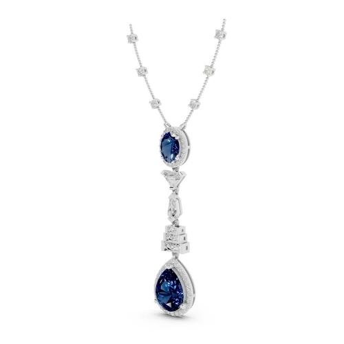 Ovani® Labgrown Diamond & Lab Sapphire Necklace 1.00 Ct. T.w.