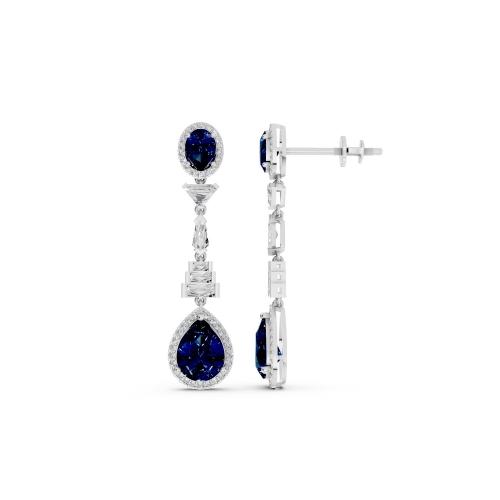 Ovani® Labgrown Diamond & Lab Sapphire Earrings 1.70 Ct. T.w.