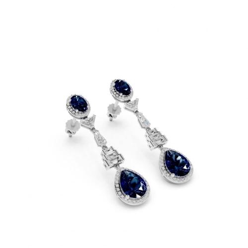Ovani® Labgrown Diamond & Lab Sapphire Earrings 1.70 Ct. T.w.