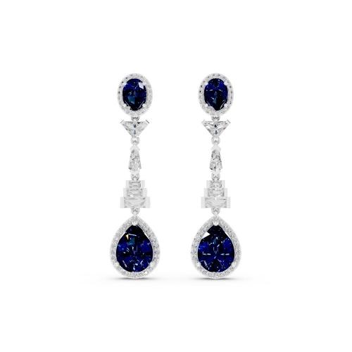 Ovani® Labgrown Diamond & Lab Sapphire Earrings 1.70 Ct. T.w.