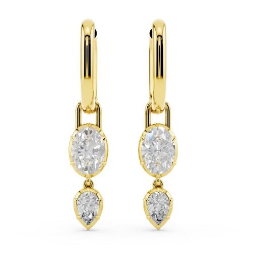 Bella By Ovani®  Lab-grown Diamonds Oval And Pear Dangling Earrings 1.30 Ct. T.w.