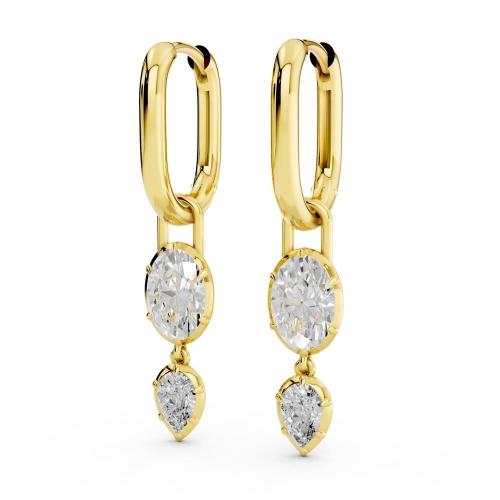 Bella By Ovani®  Lab-grown Diamonds Oval And Pear Dangling Earrings 1.30 Ct. T.w.