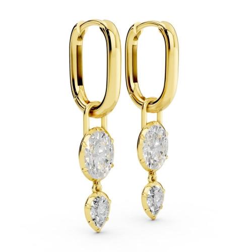 Bella By Ovani®  Lab-grown Diamonds Oval And Pear Dangling Earrings 1.30 Ct. T.w.