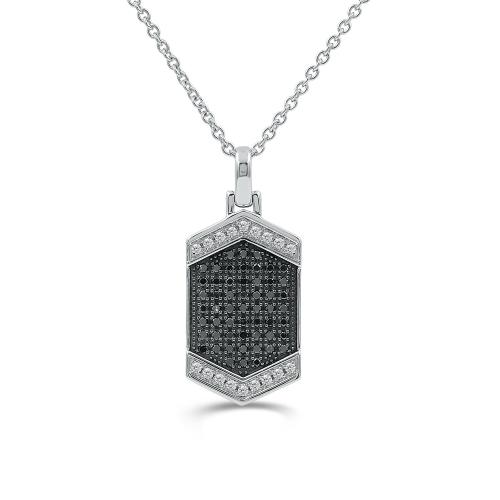Link N Lock® Lab-grown Diamonds Black Plated Dog Tag Pendant-1.00 Ct. T.w.